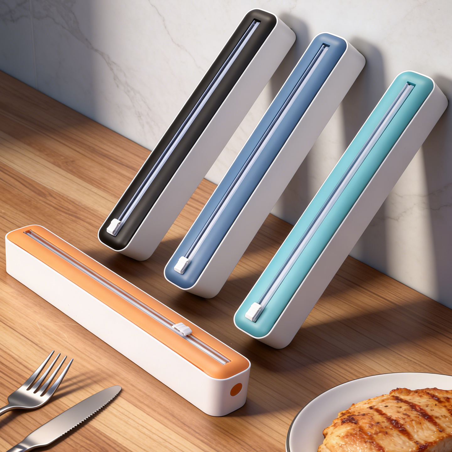 Kitchen Baking Paper Holder - Plastic wrap cutter, available in four