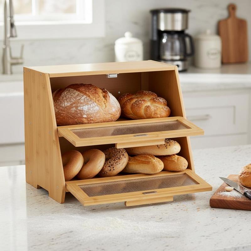 Kitchen Baking Counter - Double Layer Bread Box for Kitchen