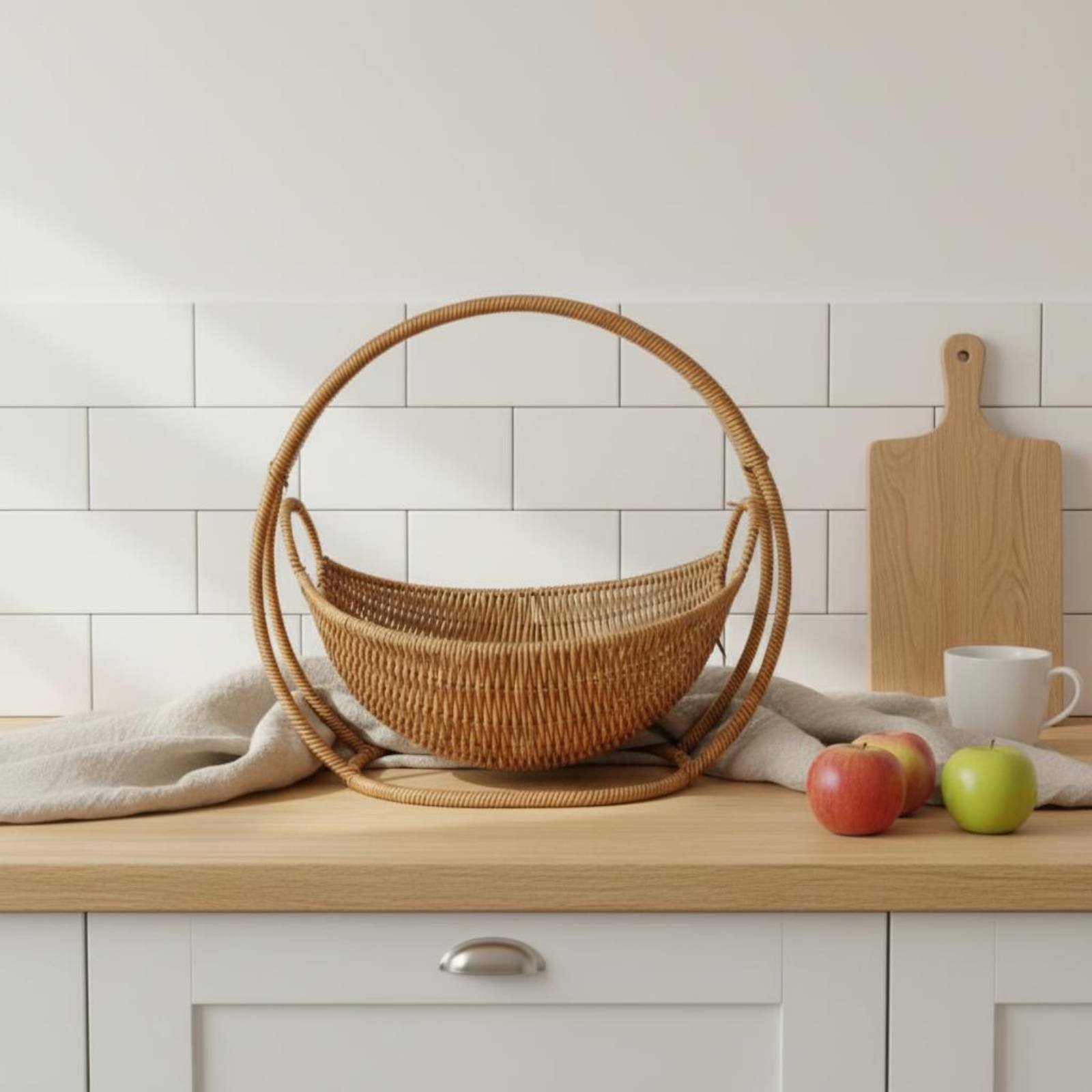 Kitchen Baking Counter - Cradle Design Bread Basket Handwoven Wicker