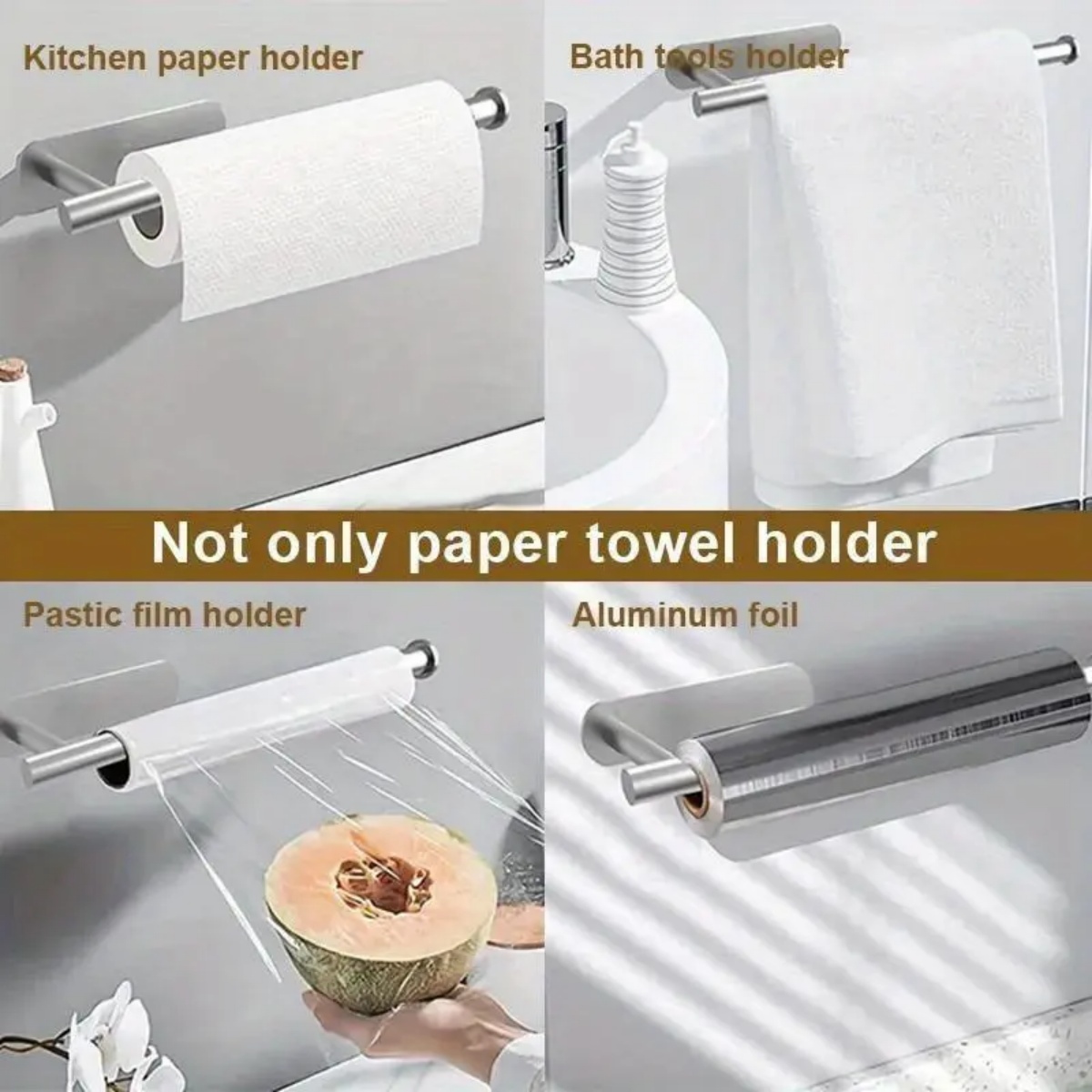 Kitchen Baking Paper Holder - Adhesive Paper Towel Holder, No Drilling