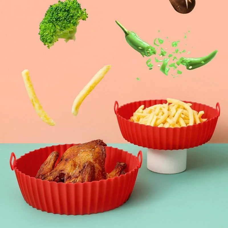 Kitchen Baking Pan - Silicone Basket Pot Tray Airfryer Liner