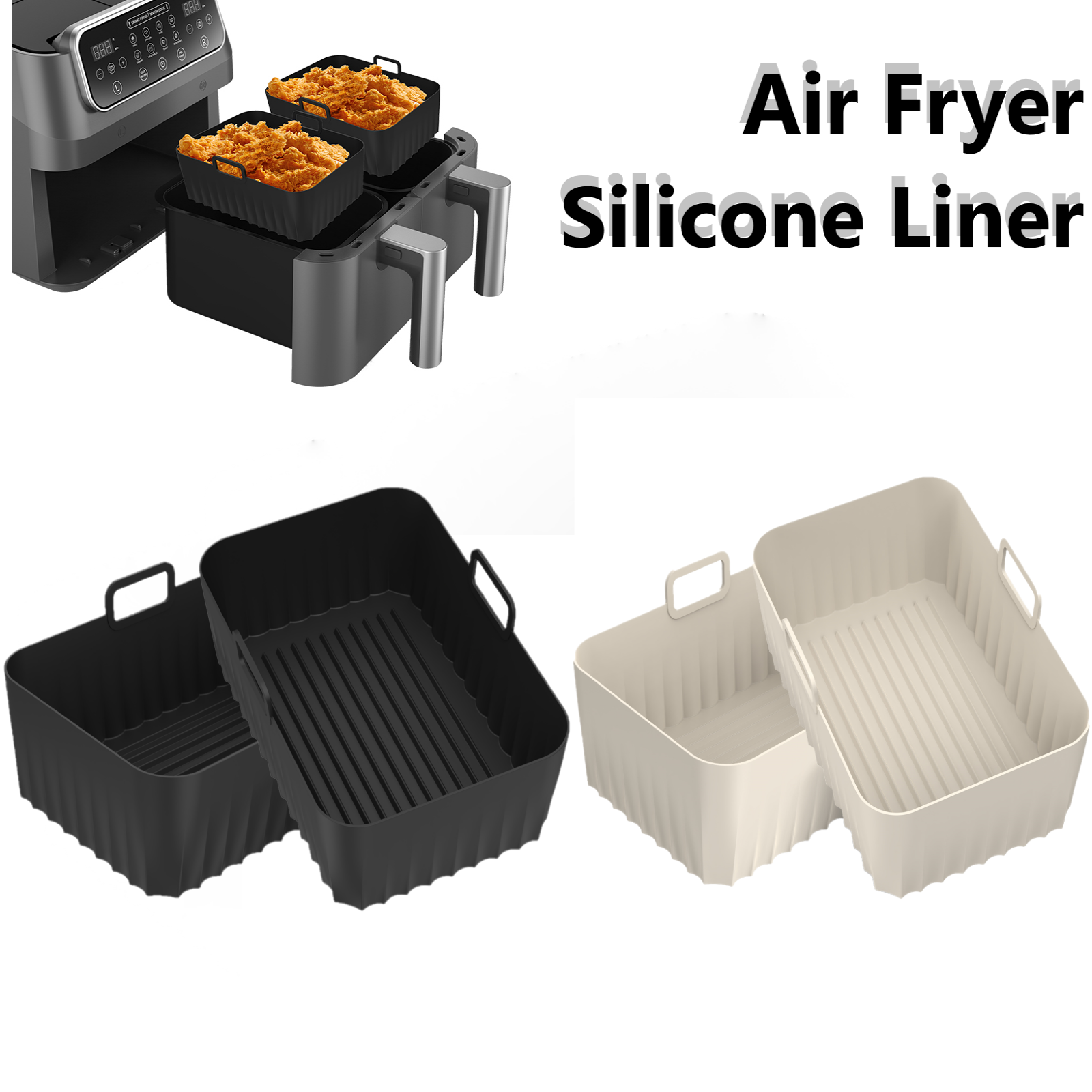 Kitchen Baking Pan - 2Pcs Air Fryer Silicone Pot Air