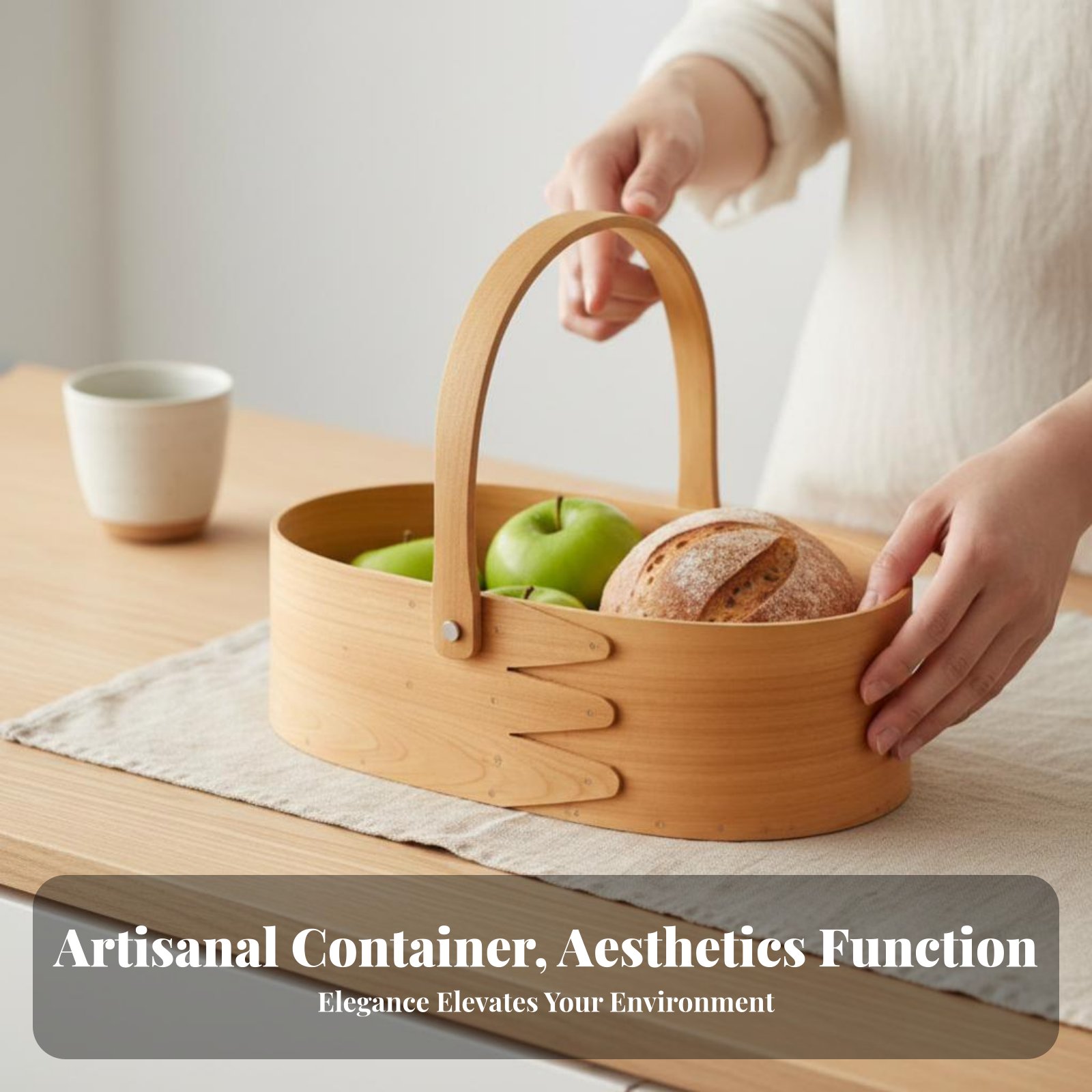 Kitchen And Baking Tools - Handled Wood Chip Container Japanese Carry-Type