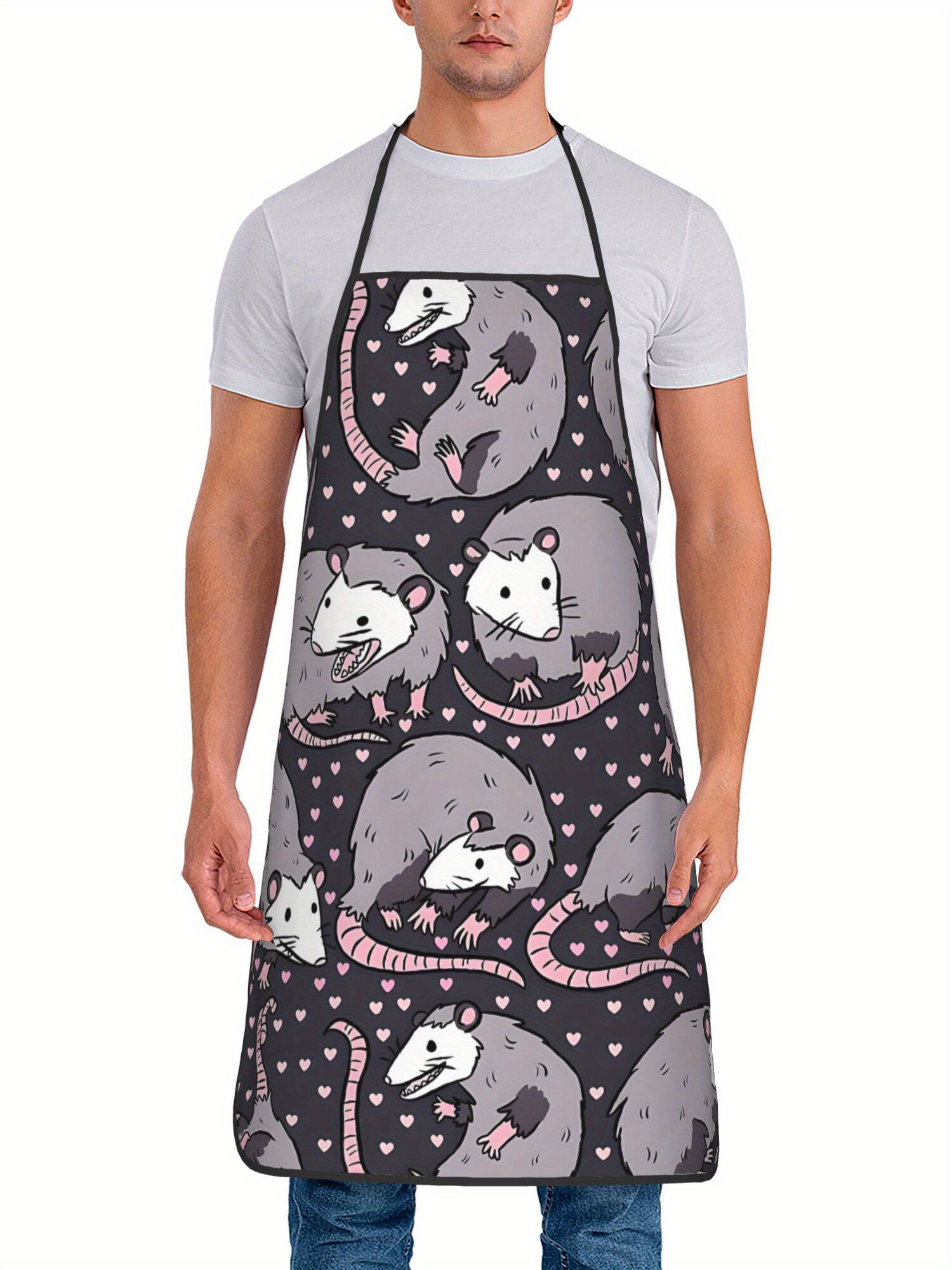 Cute Opossum Pattern Apron Bla – Kitchen Baking Background Bewertung und Preis