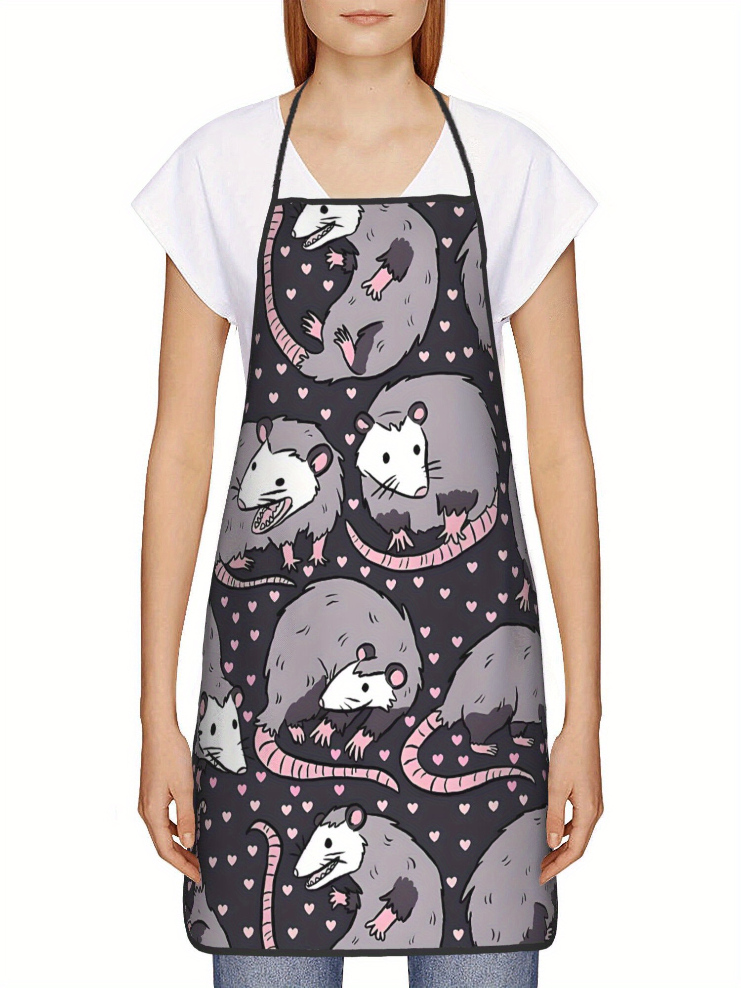 Cute Opossum Pattern Apron Bla – Kitchen Baking Background Bewertung und Preis