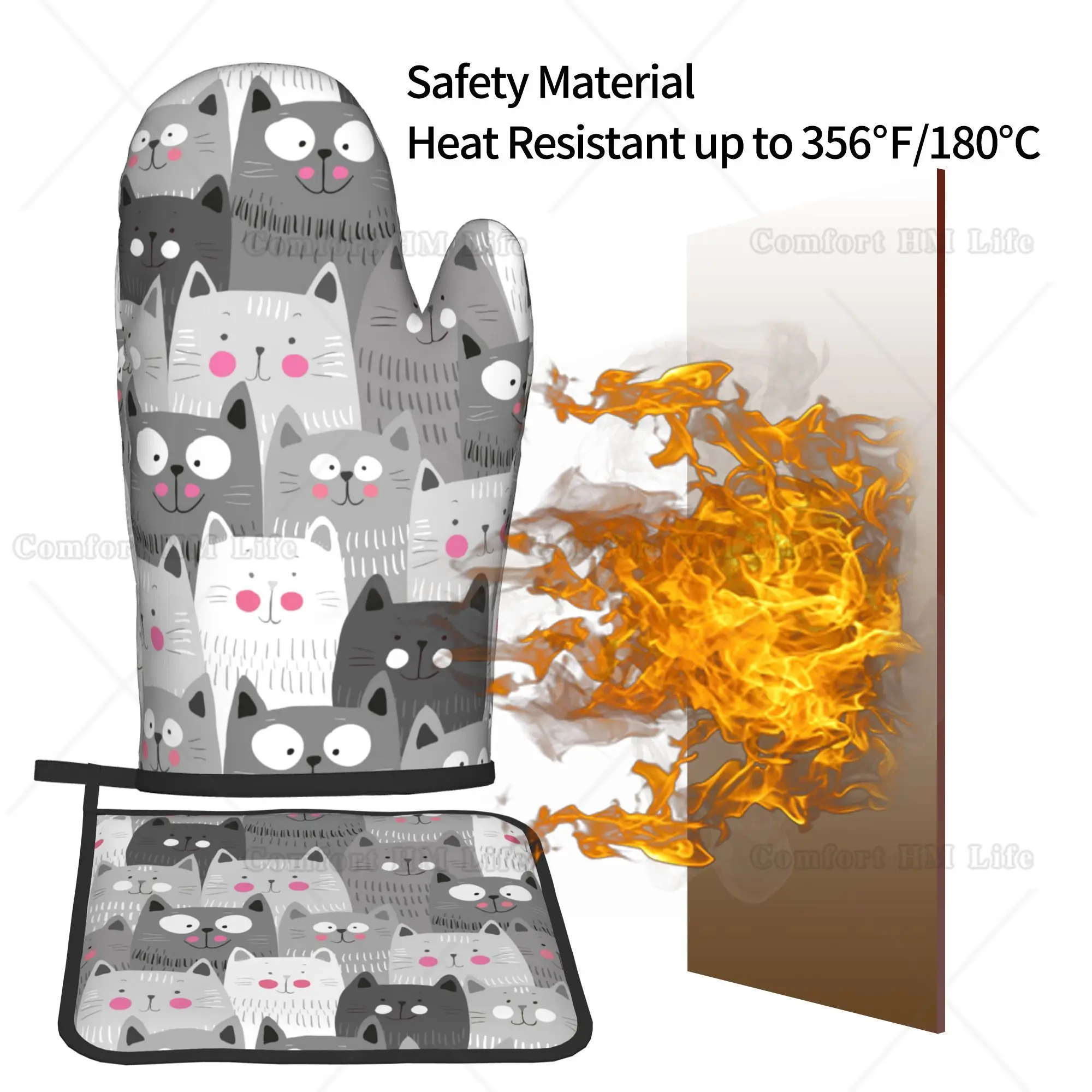 Cute Cats Oven Mitts and Pot H – Kitchen Baking Counter Bewertung und Preis