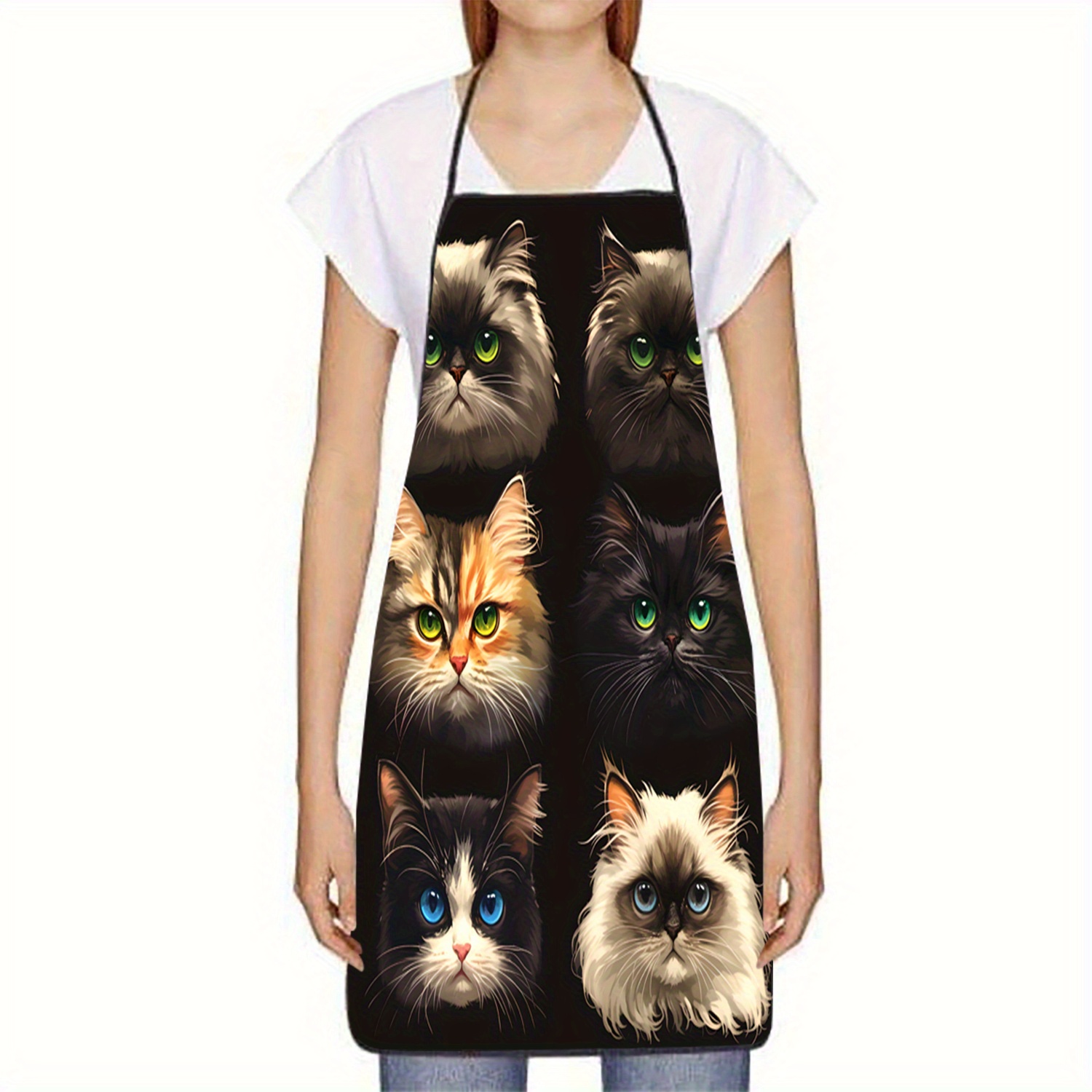 Cat Face Portrait Apron Black  – Kitchen Baking Background Bewertung und Preis