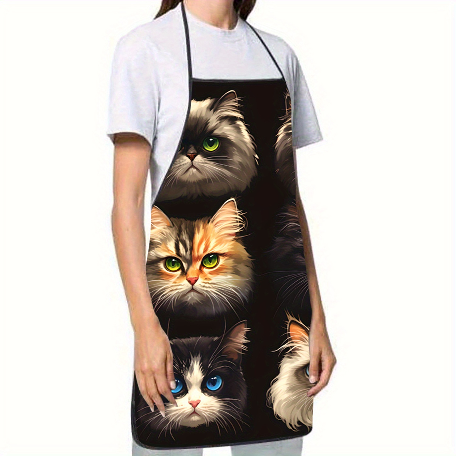 Cat Face Portrait Apron Black  – Kitchen Baking Background Bewertung und Preis