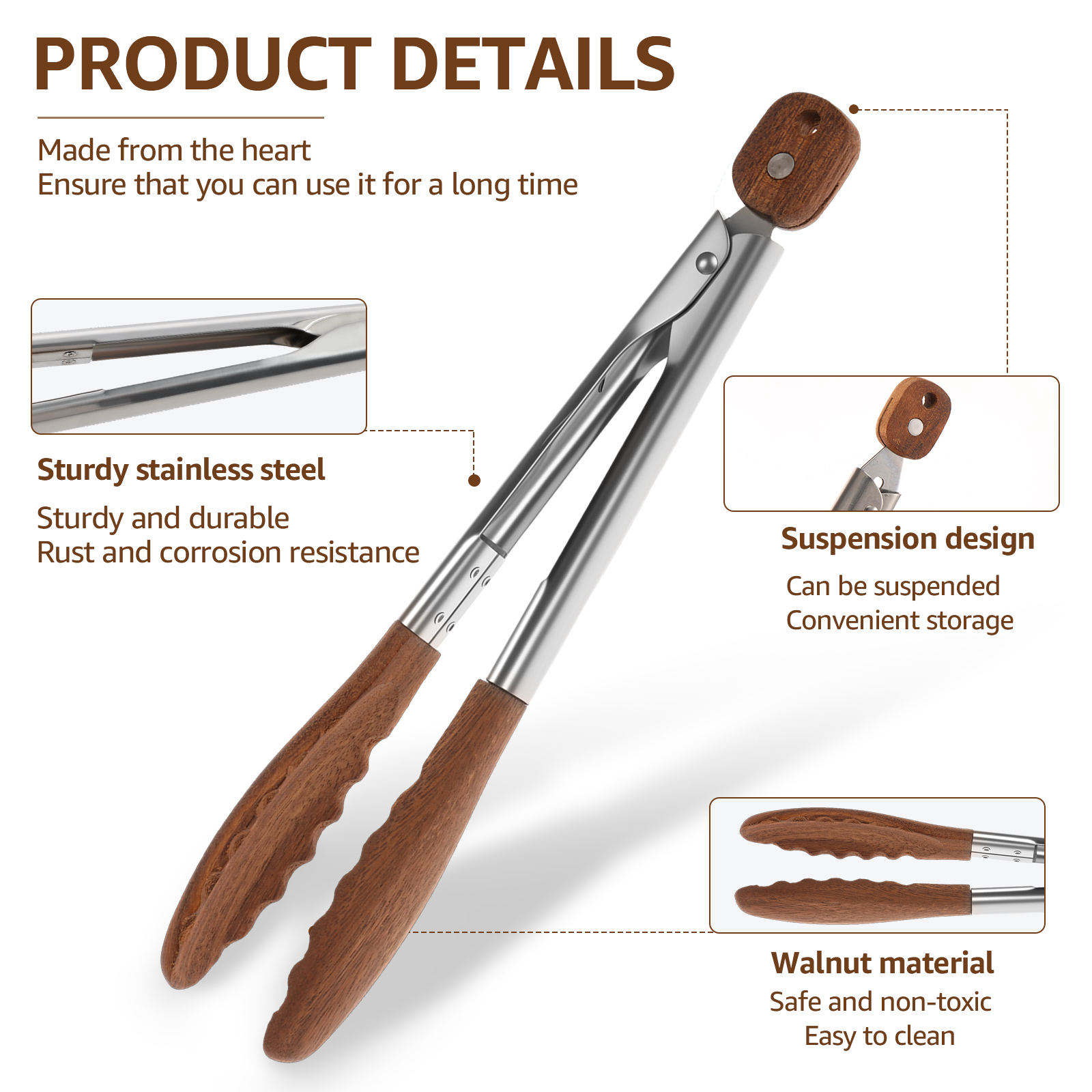 2/3 Pcs Food Tongs Walnut Wood – Kitchen Baking Store Bewertung und Preis