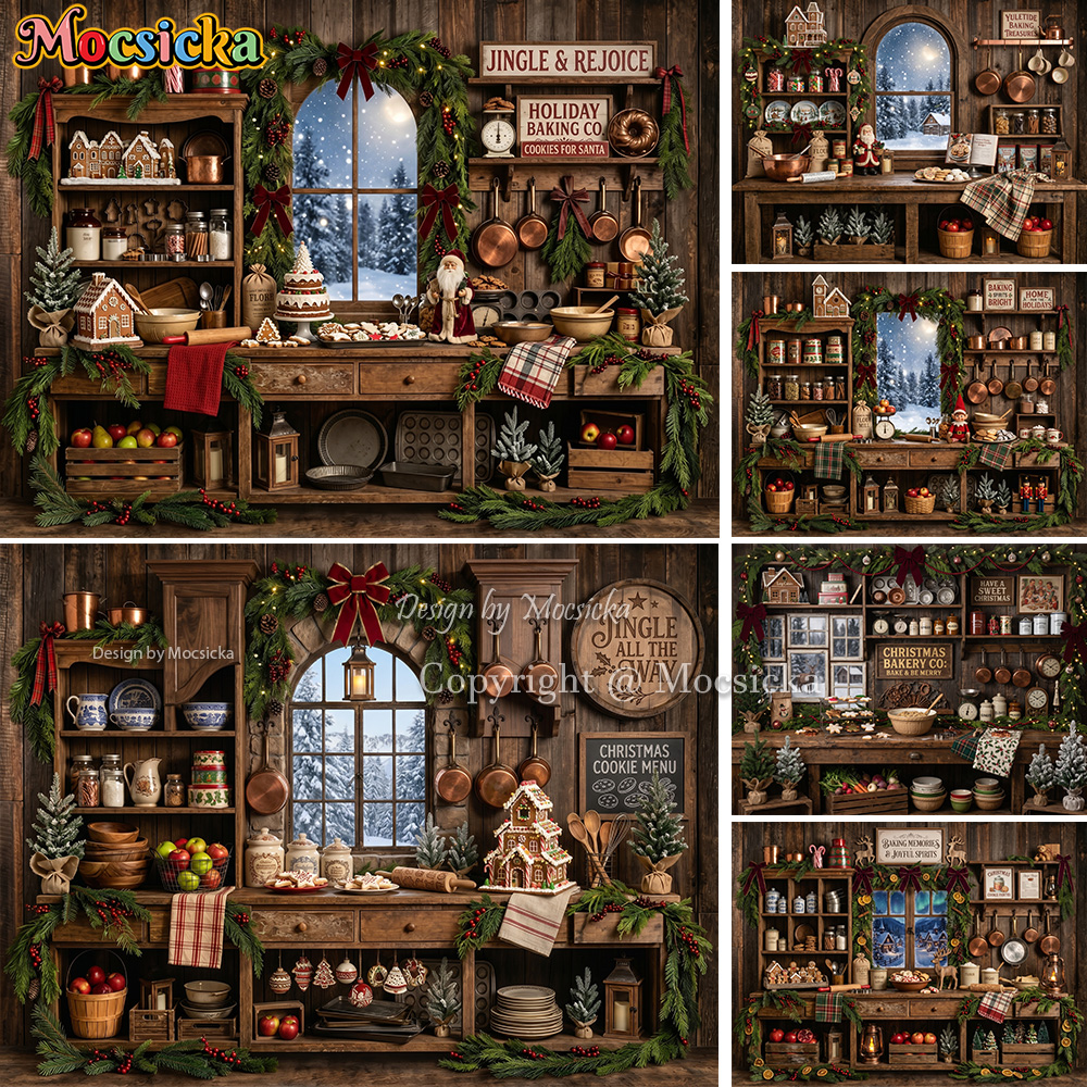 Mocsicka Christmas Rustic Kitc – Kitchen Baking Background Bewertung und Preis
