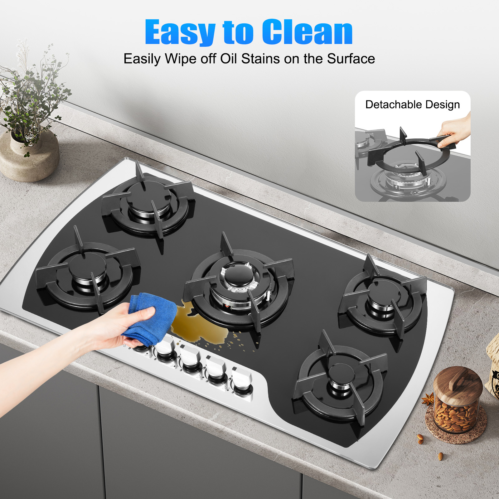 5 Burners Gas Stovetop Gas Sto – Kitchen Baking Set Bewertung und Preis