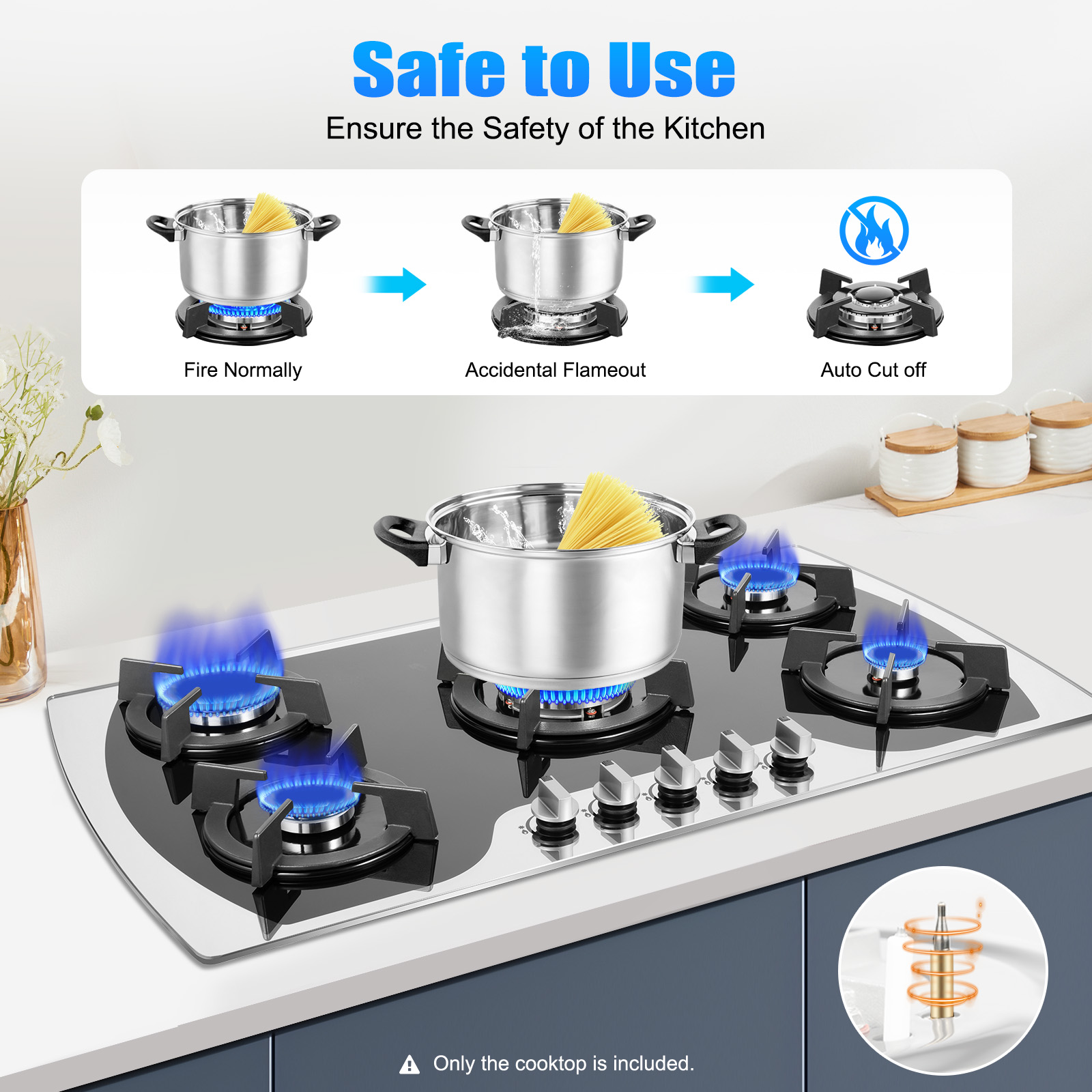 5 Burners Gas Stovetop Gas Sto – Kitchen Baking Set Bewertung und Preis