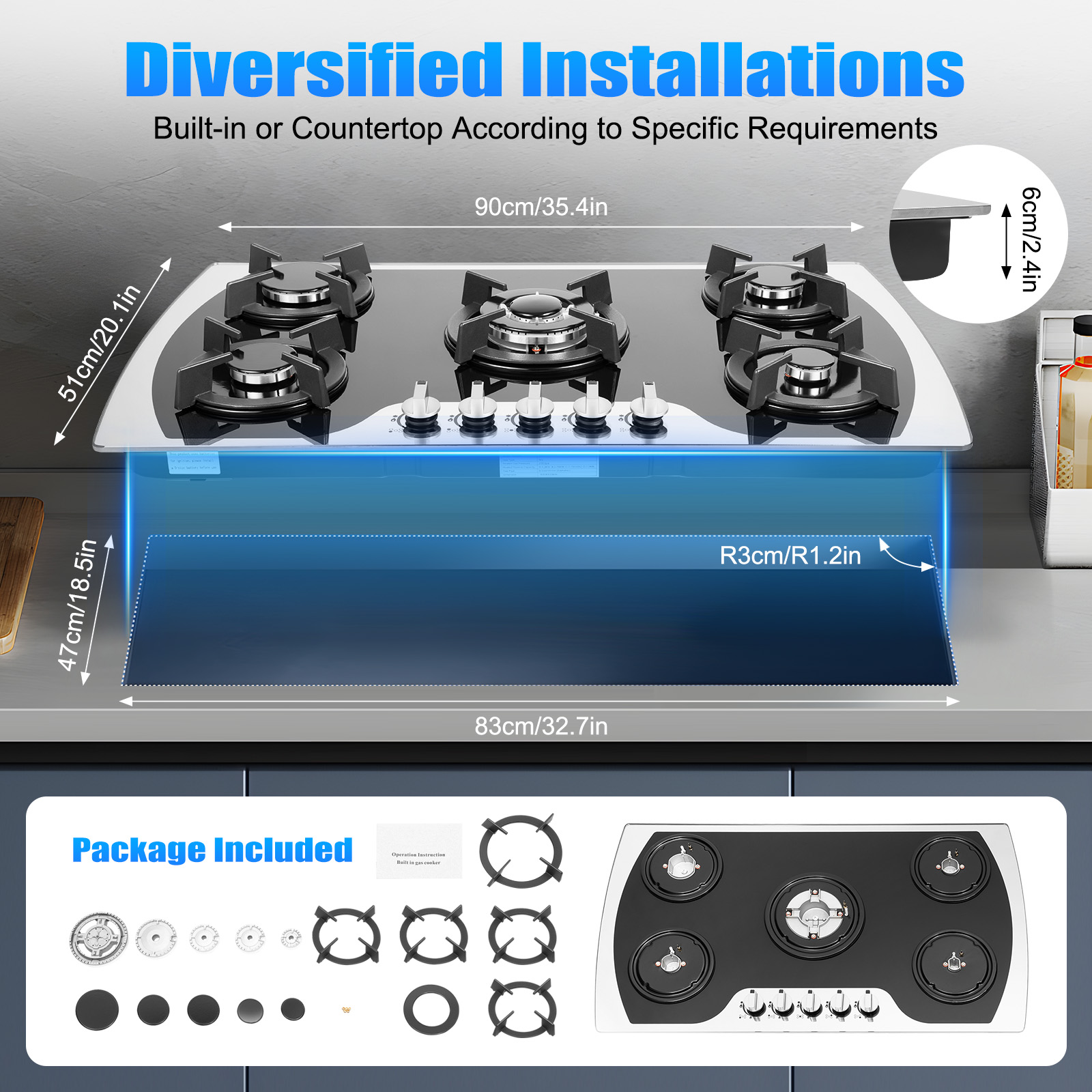 5 Burners Gas Stovetop Gas Sto – Kitchen Baking Set Bewertung und Preis